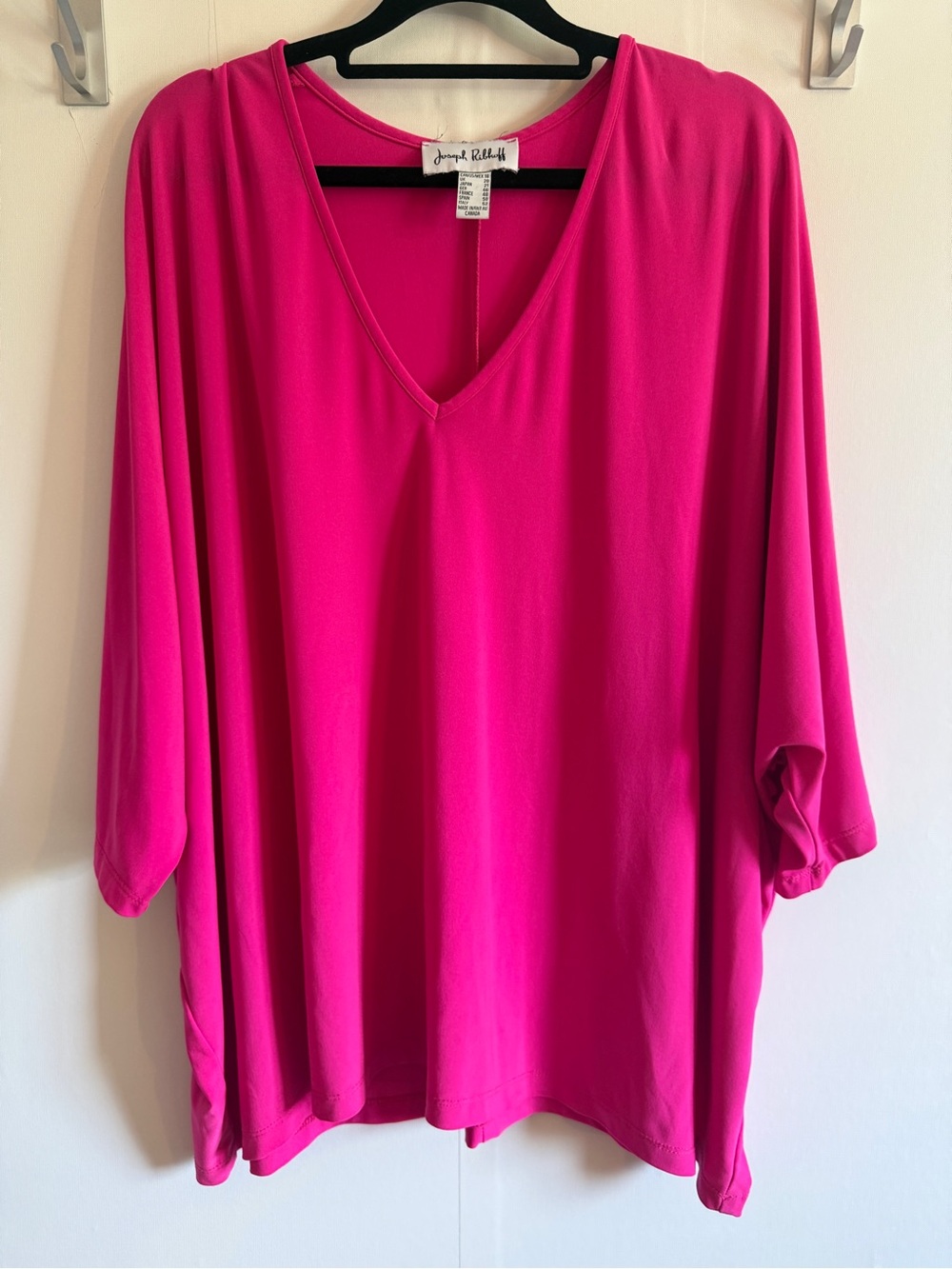 Joseph Ribkoff Pink V-Neck Tunic Top 3/4 Sleeve Stretch Canada Size 18
